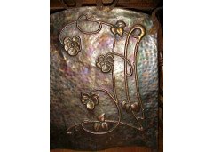 An Arts & Crafts Copper Fire Screen with Repousse Stylised Floral Details - Thumbnail 3