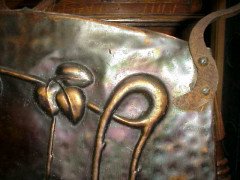 An Arts & Crafts Copper Fire Screen with Repousse Stylised Floral Details - Thumbnail 5