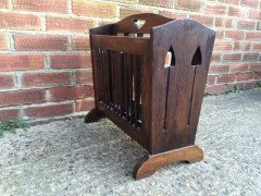 Liberty & Co. Arts & Crafts Oak Canterbury with stylised cut-outs to the ends. - Thumbnail 2
