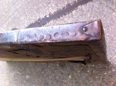 John Pearson. A superb Arts & Crafts copper mirror with beautiful blue Ruskin roundels - Thumbnail 6
