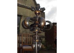 A tall pair of Arts & Crafts hand-hammered copper floor or Knurl/Post lamp - Thumbnail 5