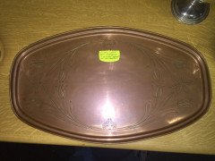 W. A. S. Benson (stamped). A copper tray enscribed with stylised floral details - Thumbnail 1