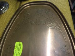 W. A. S. Benson (stamped). A copper tray enscribed with stylised floral details - Thumbnail 2