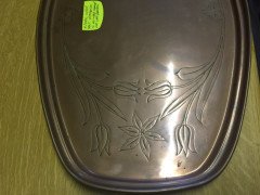 W. A. S. Benson (stamped). A copper tray enscribed with stylised floral details - Thumbnail 3