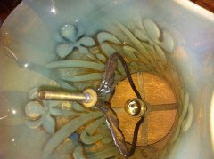An Impressive French Vaseline Hanging Light with Individual Stylised Floral Decorations - Thumbnail 4