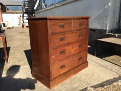 An Arts & Crafts Oak chest of drawers with good stylised copper handles - Thumbnail 2