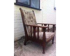 An Arts & Crafts Oak reclining Armchair with large flat extended arms - Thumbnail 2