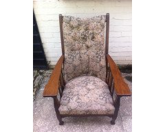 An Arts & Crafts Oak reclining Armchair with large flat extended arms - Thumbnail 3