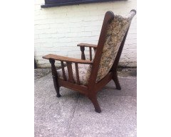 An Arts & Crafts Oak reclining Armchair with large flat extended arms - Thumbnail 4