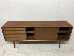 Rare Model 18 teak sideboard having four drawers and two sliding doors - Thumbnail 2