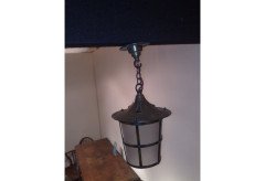 Arts & Crafts Brass Lantern with Conical Hat and Opaque Liner, c.1900 - Thumbnail 2