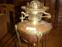 W. A. S. Benson. A superb oil lamp, with conical vasaline shade by James Powell of Whitefriars - Thumbnail 5