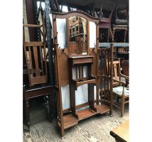 A Stylish Glasgow School Oak Hallstand with Curved & Slatted Sides - Thumbnail 2