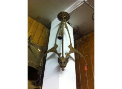 A Guilded Continental Art Nouveau Three Branch Arm Ceiling Chandelier - Thumbnail 2
