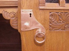 An Arts & Crafts Oak sideboard with engraved copper metalwork - Thumbnail 18