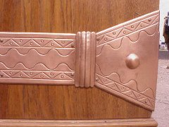 An Arts & Crafts Oak sideboard with engraved copper metalwork - Thumbnail 21