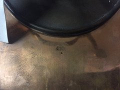 W. A. S. Benson. A copper and brass warming tray, with stylised feet. - Thumbnail 1