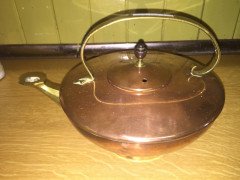 W. A. S. Benson. A copper and brass warming tray, with stylised feet. - Thumbnail 4
