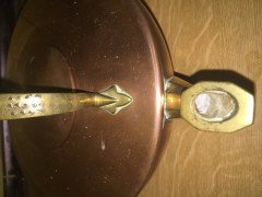 W. A. S. Benson. A copper and brass warming tray, with stylised feet. - Thumbnail 7