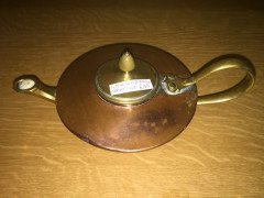 W. A. S. Benson. A copper and brass warming tray, with stylised feet. - Thumbnail 9