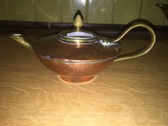 W. A. S. Benson. A copper and brass warming tray, with stylised feet. - Thumbnail 10