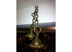 A GEC Arts & Crafts Brass Three Branch Ceiling Light Re-wired in Period Style Cable - Thumbnail 6