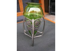 Archibald Knox for Liberty & Co. A bomb vase with original James Powell green glass liner - Thumbnail 2