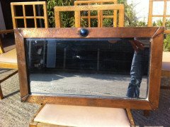Liberty & Co. An Arts & Crafts copper mirror with blue enamel roundel - Thumbnail 2