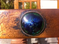 Liberty & Co. An Arts & Crafts copper mirror with blue enamel roundel - Thumbnail 3