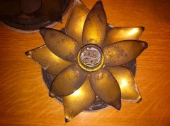 A set of three Arts & Crafts brass floral leaf ceiling lights - Thumbnail 2