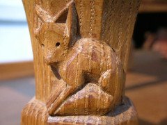 Malcolm Foxman Pipes. An Oak leather foot stool - Thumbnail 3