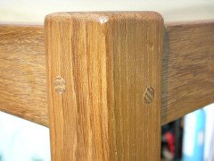 Malcolm Foxman Pipes. An Oak leather foot stool - Thumbnail 4