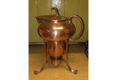 Arts & Crafts copper spirit kettle on stand c.1900 - Thumbnail 2