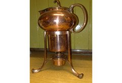 Arts & Crafts copper spirit kettle on stand c.1900 - Thumbnail 3
