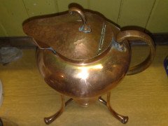 Arts & Crafts copper spirit kettle on stand c.1900 - Thumbnail 4