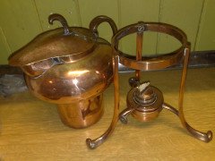 Arts & Crafts copper spirit kettle on stand c.1900 - Thumbnail 8