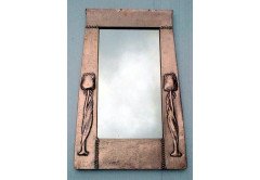 Liberty & Co. A copper mirror with hand formed stylised floral repousse work - Thumbnail 1