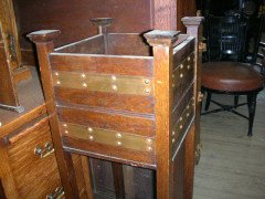 A Good Quality Arts & Crafts Copper Bound Oak Plant Stand - Thumbnail 2