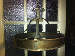 A Hand Hammered Arts & Crafts Copper Rise & Fall Ceiling Light - Thumbnail 4