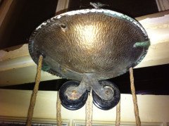 A Hand Hammered Arts & Crafts Copper Rise & Fall Ceiling Light - Thumbnail 8
