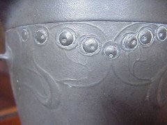 Kayserzinn. Art Nouveau Pewter Jar & Lid with Three Stylised Handle - Thumbnail 7
