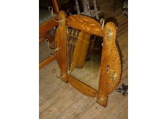 An Arts & Crafts Oak Hall Mirror with Stylised Brass Coat Hooks - Thumbnail 2