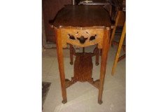 Wylie & Lochhead. An Arts & Crafts Oak Side Table with Stylised Floral Cut-outs - Thumbnail 2