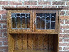 Arts & Crafts Tall Oak Bureau Bookcase - Thumbnail 4