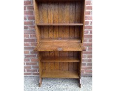 Arts & Crafts Tall Oak Bureau Bookcase - Thumbnail 6
