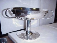 William Hutton, Arts & Crafts Hammered Silver Three-Handled Bon Bon Dish - Thumbnail 2