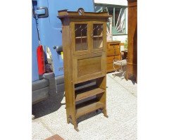 Harris Lebus. a Good Quality Glasgow-Style Arts and Crafts Oak Bureau Bookcase - Thumbnail 2