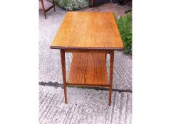 A Good Quality Arts and Crafts Oak Side Table on Square Tapering Legs United by a Lower Shelf - Thumbnail 4
