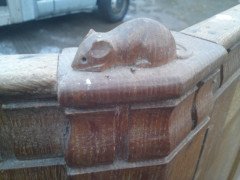 Robert Mouseman Thompson. A pair of Oak panels with central hinged door - Thumbnail 4