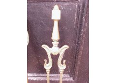 Art Nouveau brass fire utensils, Tongs and shovel c.1905 - Thumbnail 2